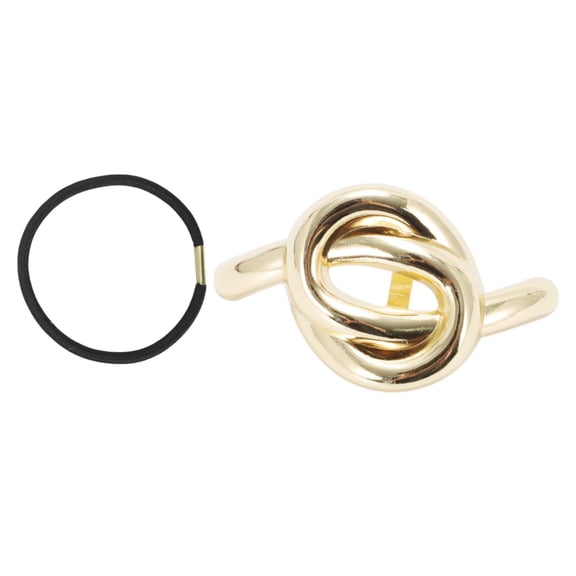 Unique Bargains 1 Set Ponytail Buckle Hair Clip Tie Hair Ponytail Cuff for Women Gold Tone