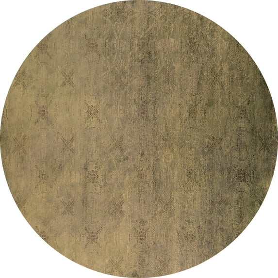 Ahgly Company Indoor Round Oriental Brown Industrial Area Rugs, 8' Round
