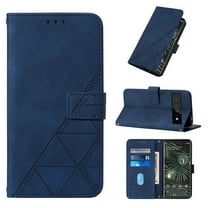 SaniMore for Google Pixel 6 Pro 6.7" Case Wireless Charging Support, Magnetic Flip Wallet Card Holder PU Leather Cover Built-in Kickstand & Wrist Strap Full Body Protective Shell, Darkblue