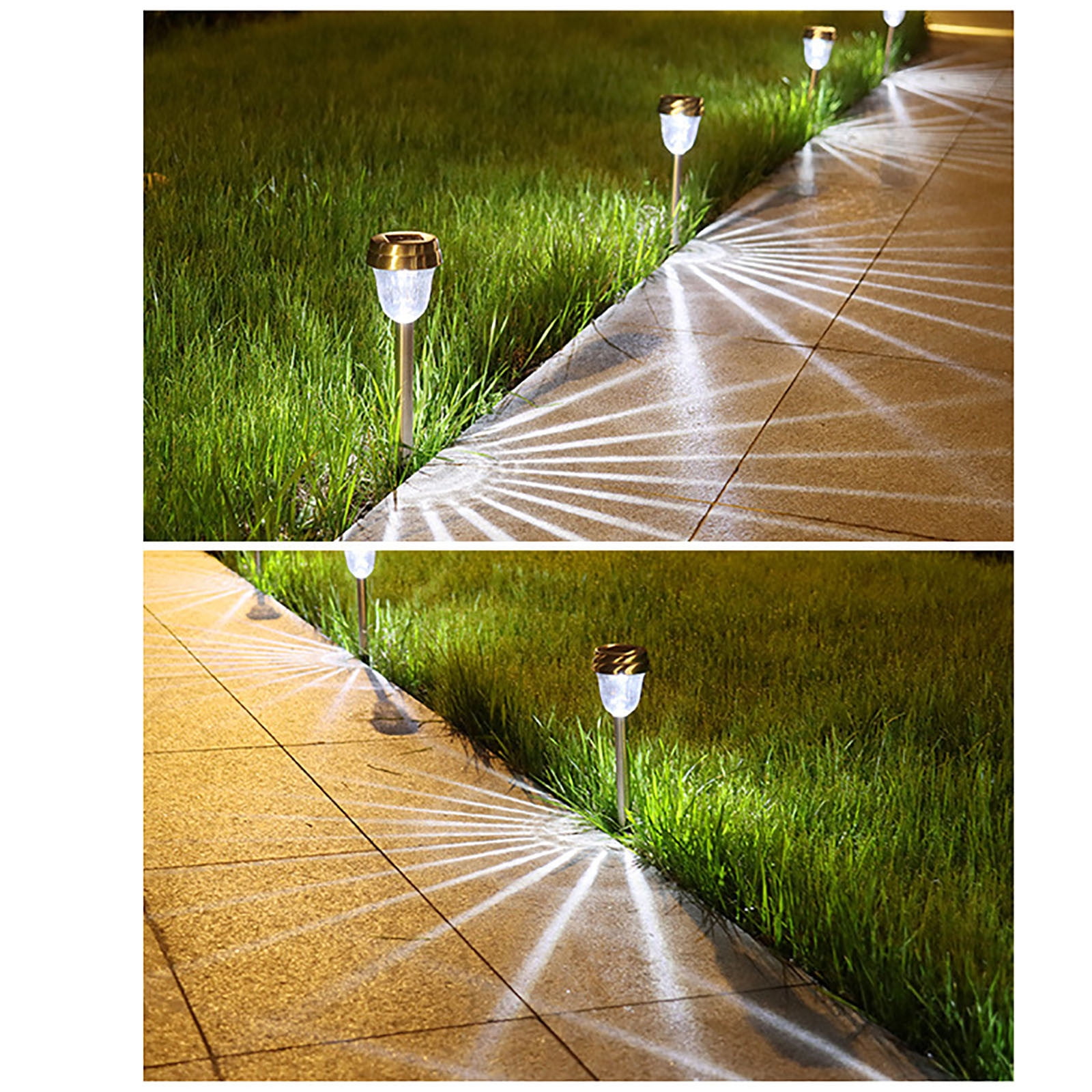 Vacemry Stainless Steel Solar Lights, 6-Pack Outdoor Solar Powered Garden Lights with Steel Lampshade, Waterproof LED Pathway Lights for Patio, Yard, and Walkway, Automatic On/Off
