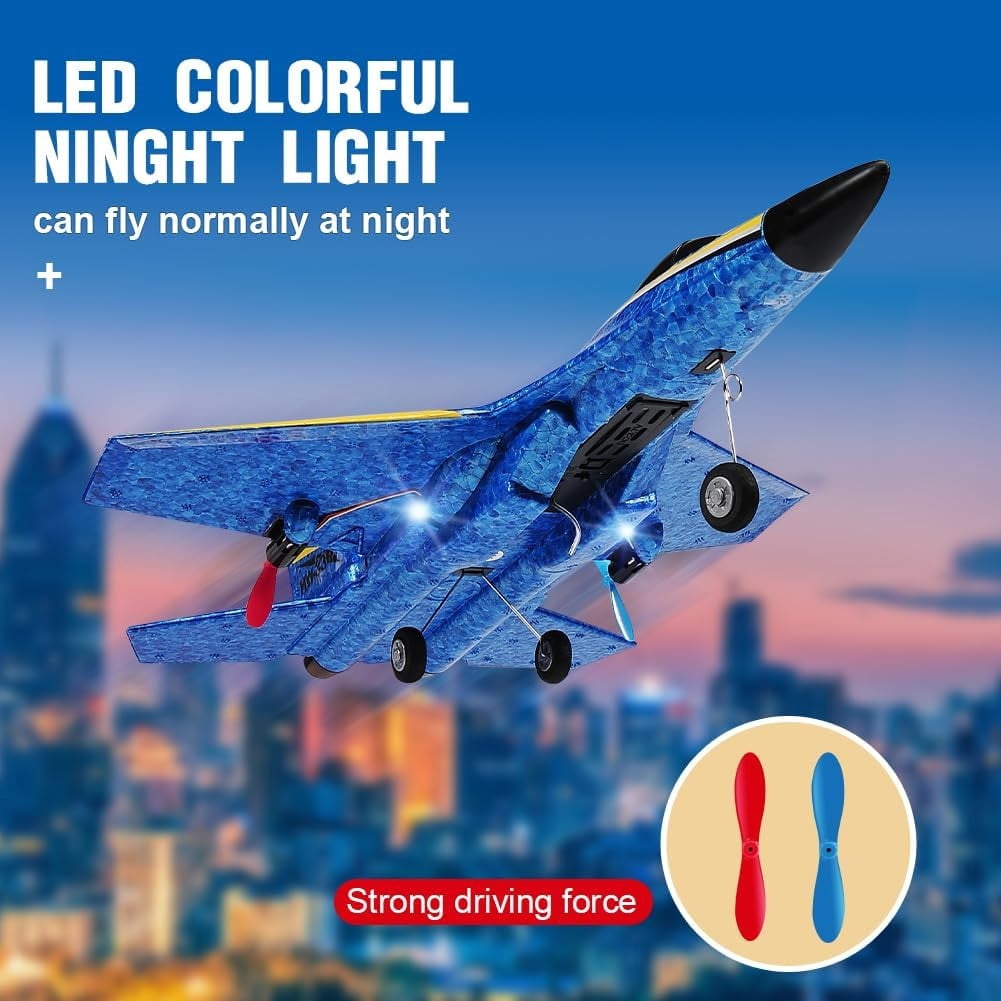 Roofworld RC Airplane SU-27 Blue with Gyro Night Lights 2.4GHz 2 Channel