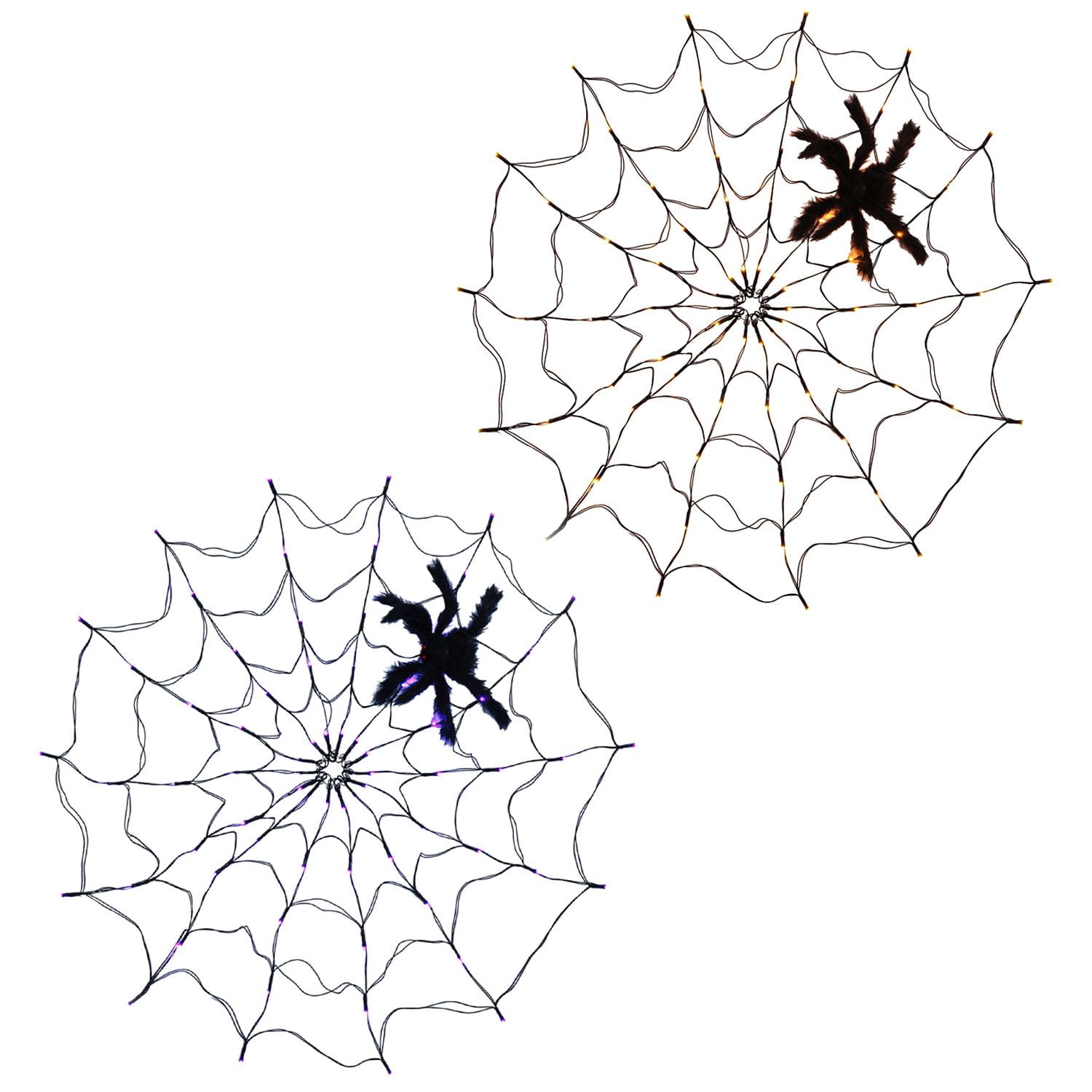 Halloween Spider Web Light, 3.28ft Diameter, 70 LEDs, 8 Modes, 10 Brightness Levels, Battery Powered, IP44 Waterproof with Remote & Timer