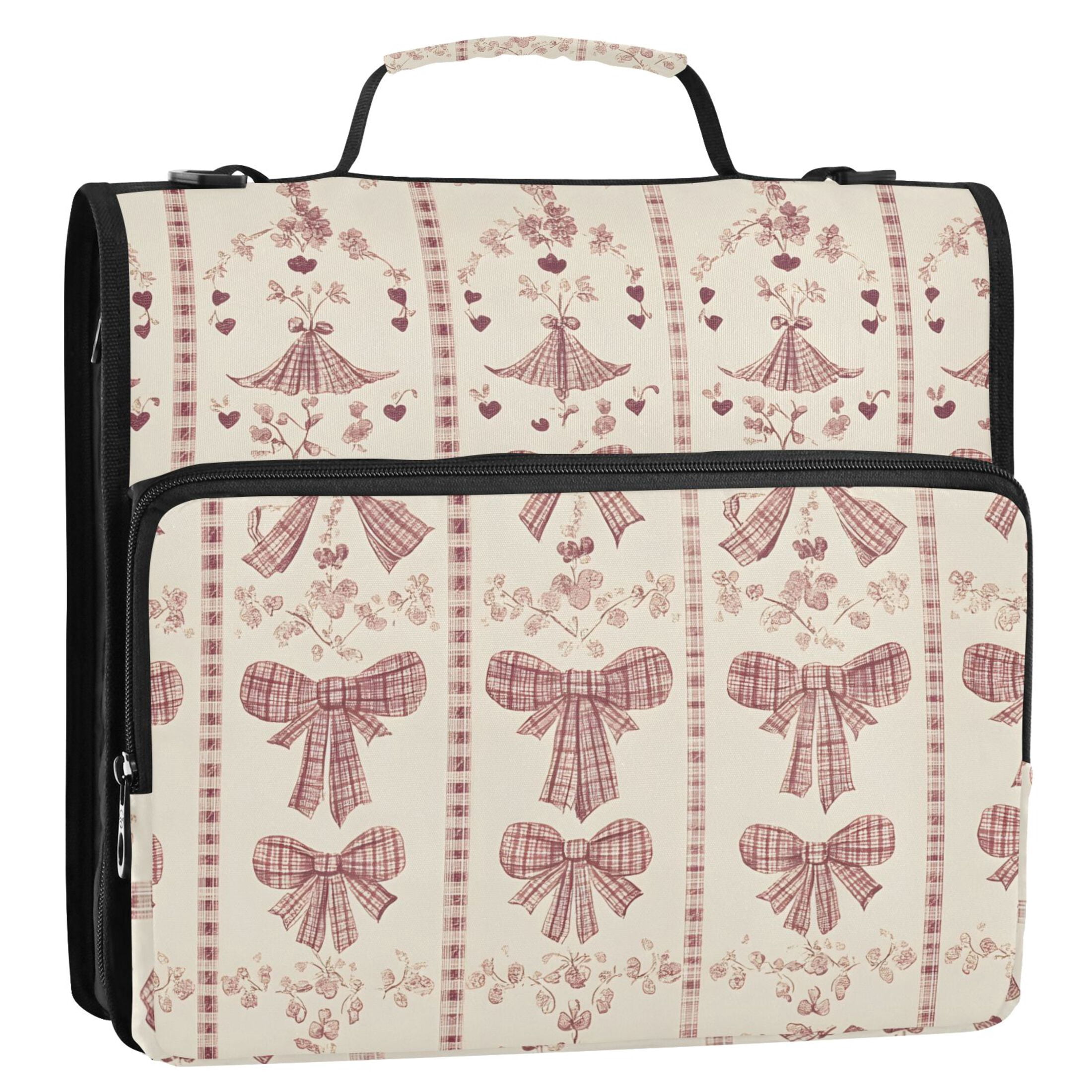 ALAZA Zipper Binder Retro Bows 3 Ring Trapper Keeper File Folder Organizer Bag