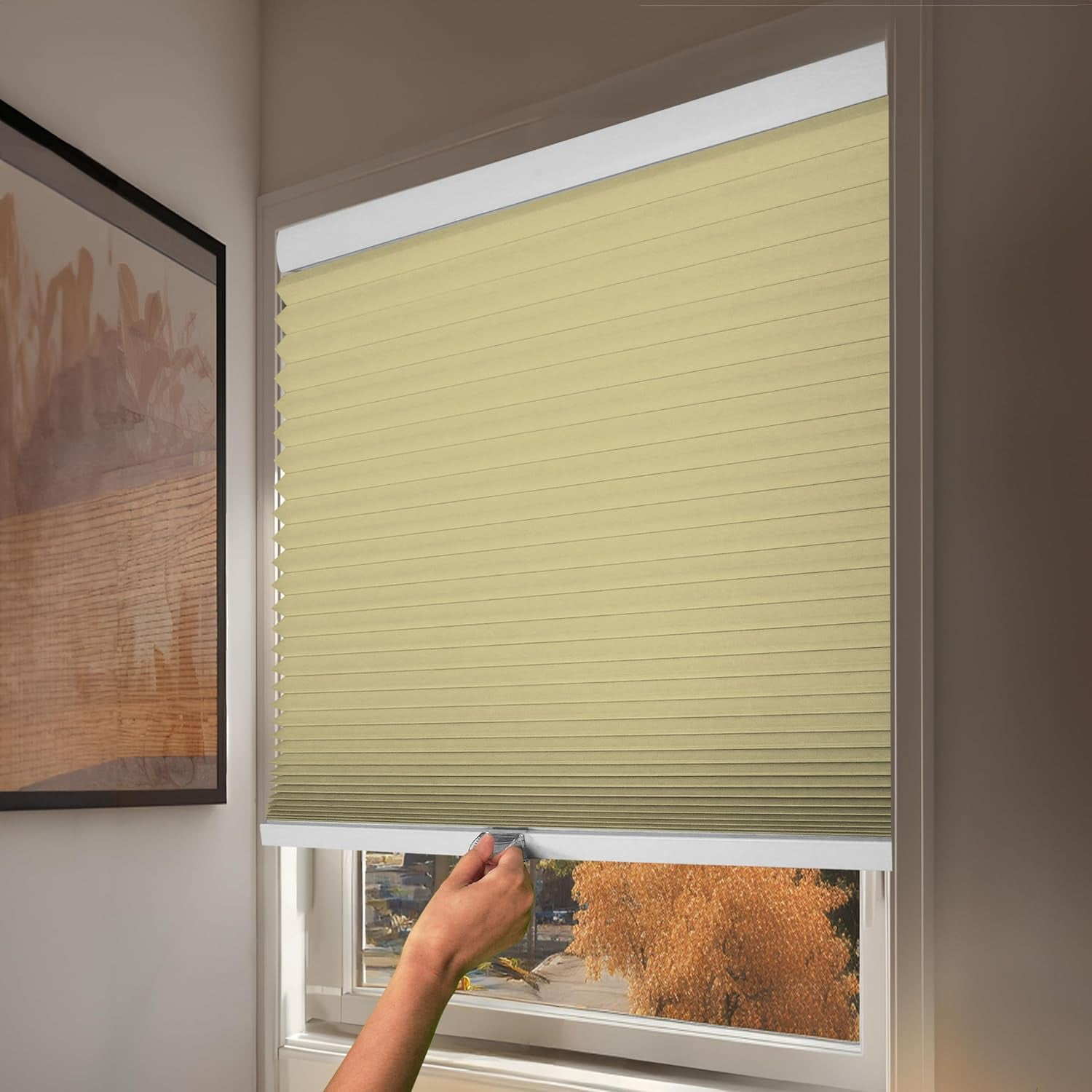 Chicology Cream Cordless Blackout Cellular Shades 34.25 in. W x 48 in. L