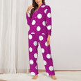 thumbnail image 2 of Lsque Purlpe And White Polka Dot Pattern Long Sleeve Pajama Set for Women - Soft 2-Piece Sleepwear and Loungewear Set with Pockets, Comfy Nightwear-XX-Large, 2 of 7