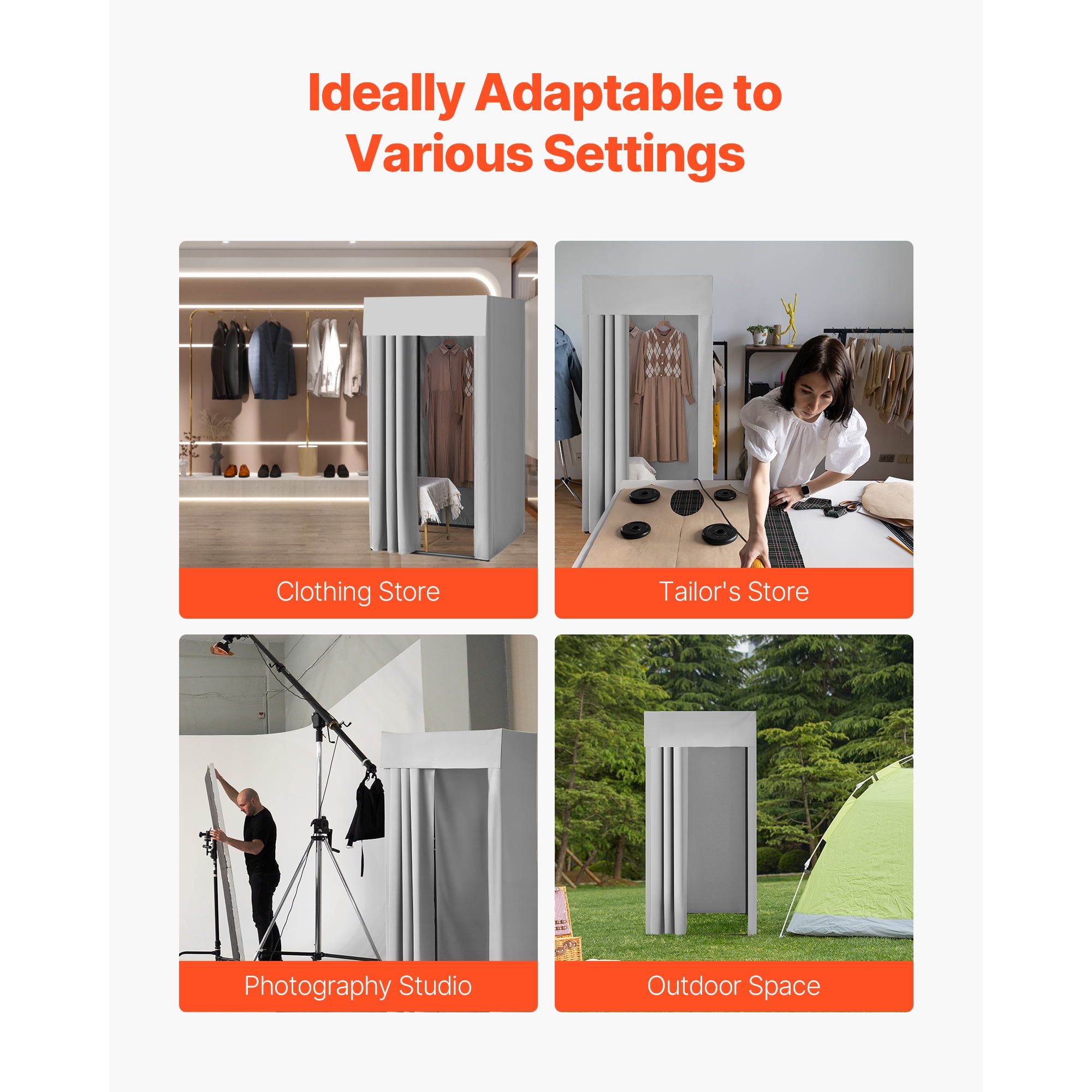 KFFKFF Portable Fitting Room with Durable Polyester Curtains, Privacy Space Featuring Shading Curtain and Hook, Suitable for Boutiques, Malls, Tailor Shops, and Outdoor Use - 39 x 39 x 78 in