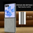 thumbnail image 7 of for Samsung Galaxy Z Flip 7 Case, Built-in Magnetic Compatible with Mag-Safe, [Anti-Scratch Skin-Friendly Microfiber Lining], PU Leather Slim Shockproof Cover Support Magnetic Car Mount, Gray, 7 of 7