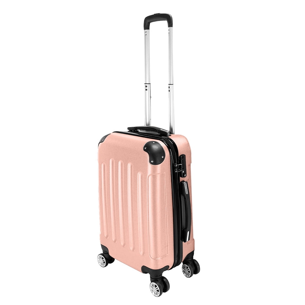 Luggage 3 Piece Set Suitcase, Airline Approved ABS Hardshell Luggage with Spinner Wheels, Carry on Lightweight Suitcase with Telescoping Handle, Large Capacity Traveling Storage Suitcase, Rose Gold