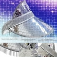 thumbnail image 3 of Sombrero de visera de bola de discoteca para mujeres y hombres, gorra de visera con espejo brillante, sombrero de cubo de discoteca, con flecos de diamante, 3 of 5