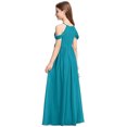 thumbnail image 4 of Girls Halter Chiffon Performance Dress, Light Blue Sleeveless Long Gown for Piano Violin Recital, 4 of 5