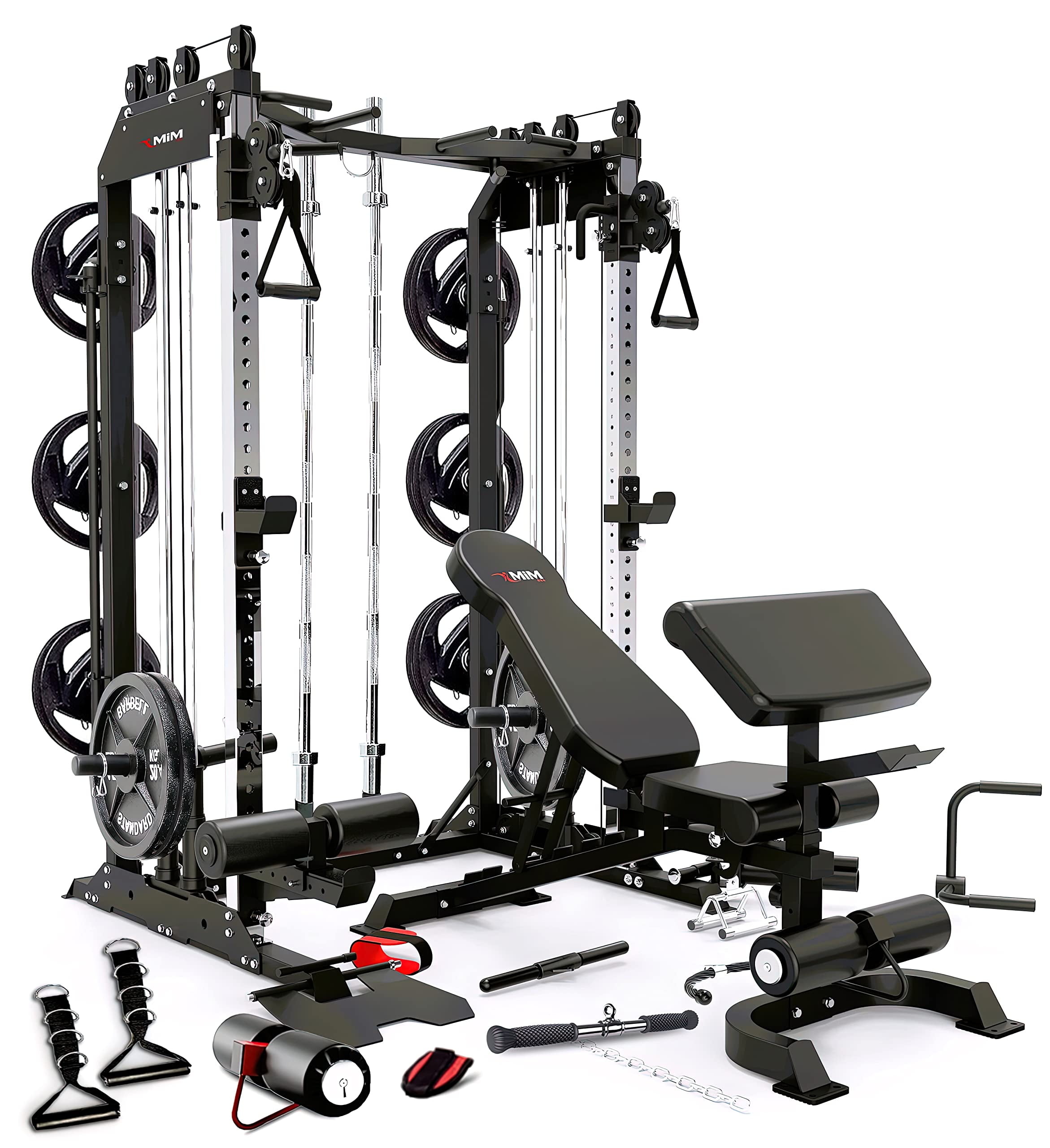 MiM USA Pro Master 1001 | Smith Machine & Functional Trainer | All In One Home Gym W/ bench and Full Attachments
