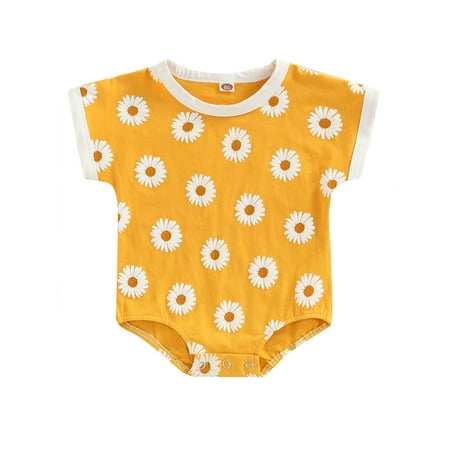 

Canrulo Newborn Infant Baby Girl Daisy Romper Short Sleeve Oversized Bodysuit Bubble Onesie Top Clothes Ginger 18-24 Months