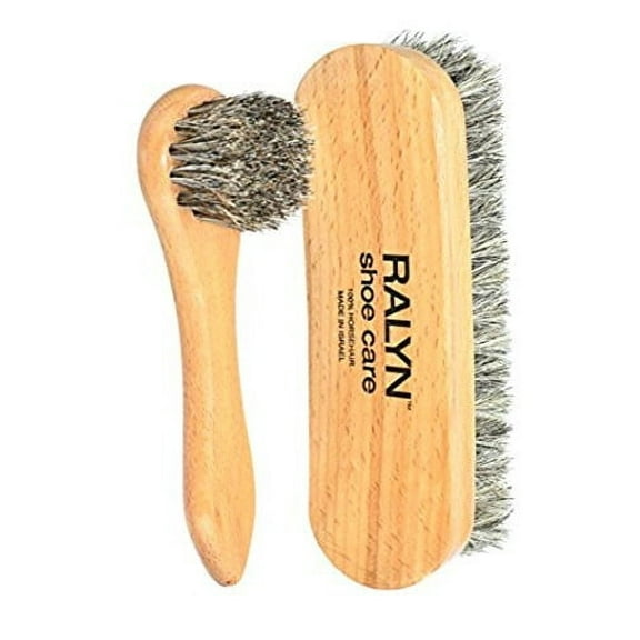 Ralyn Shoe Shine Brush with Shoe Dauber. 100% Horsehair. 2-set.