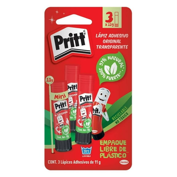Lápices Adhesivos Pritt Original 3 Piezas 11 g c/u