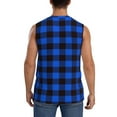 thumbnail image 4 of Haiem Men's Buffalo Plaid Blue Black Print Tank Tops Summer Sleeveless Cut Off Workout T-Shirts Fitness Vest Athletic Undershirts-Small, 4 of 8