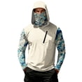 thumbnail image 2 of Men's Abstract Print Hooded Fishing Shirt with Face Mask - Long Sleeve UPF 50+ Quick-Dry Sun Protection Pullover with Zipper Pocket, Drop-Shoulder Outdoor Top for Hiking & Sports Blue L, 2 of 7