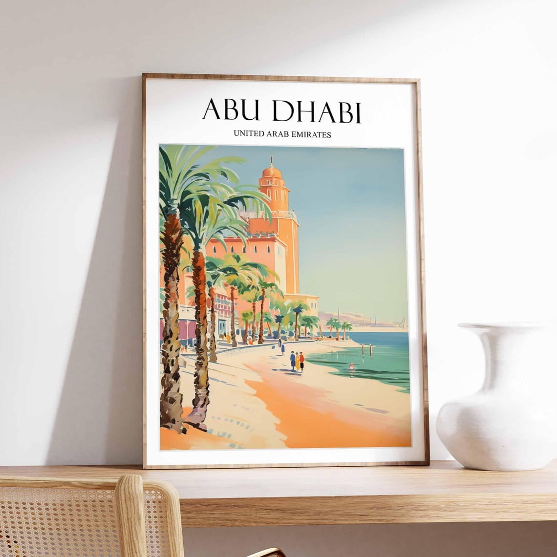 Abu Dhabi Skyline Uae Desert Landscape Wall Art, Living Room And Gallery Wall Decor