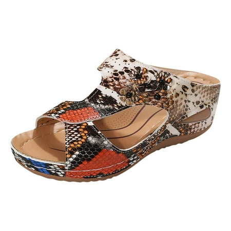 

ZMHEGW Fashion Summer Women Slippers Thick Bottom Wedge Heel Open Sandals
