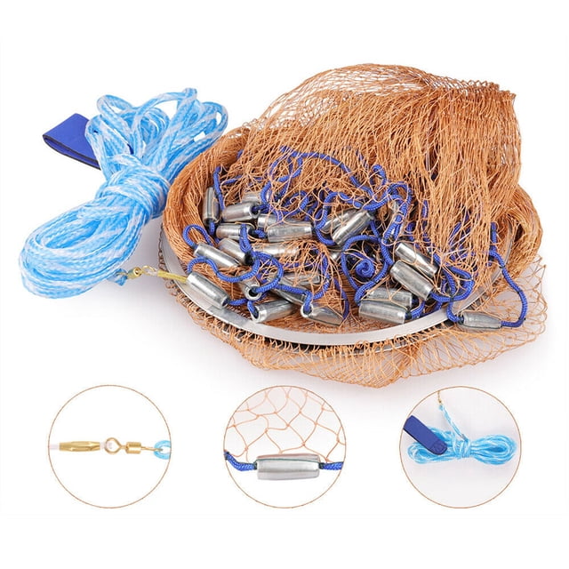 Pêche Jeté Filet Appât Facile Lancer Main Disque Appât Jeté Piège Maille C 3,6 M Anneau en Aluminium