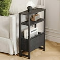 thumbnail image 2 of Narrow End Table with Magazine Rack - 3-Tier Bedside Nightstand - Black Classic, 2 of 7