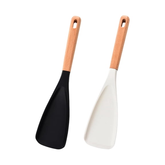 Cedar And Ashes Spoon, 2 Pcs Multifunction Cooking Spoon Wood Handle Spoons For Cooking And Serving Silicone Spoons For Mixing Scoop And Scrape Kitchen Tool Cookings Utensils
