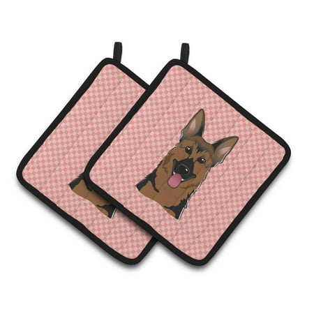 

Carolines Treasures BB1211PTHD Checkerboard Pink German Shepherd Pair of Pot Holders 7.5HX7.5W multicolor
