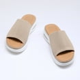 thumbnail image 3 of Pennysue Women's Air Cushion Knit Sandals Beige Lightweight Platform Slide Sandals 7M, 3 of 7
