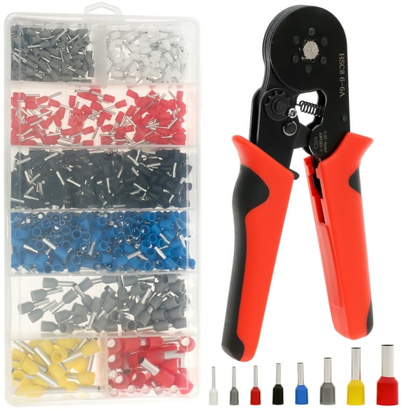 Ferrule Crimping Tool Kit Self Adjusting Wire End Hexagonal Ferrule Crimping Pliers Kit with 800 Wire End Sleeves for Electrician