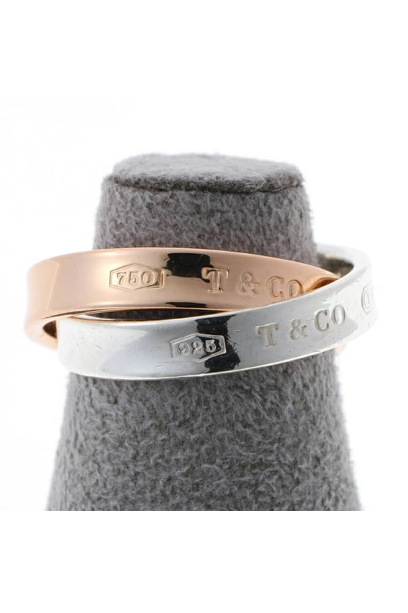 Pre-Owned Tiffany & Co. 1837 Interlocking Circle Ring 18KPG 925 Pink Gold Silver # 6... (Good)