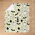 thumbnail image 3 of Hand Drawn Style Ghost Throw Blanket Cartoon Black Bat Stars Graffiti Bed Blanket for Kids Boys Girls Teens Happy Halloween Cute Wild Animal Flannel Blanket for Couch Throw 50x60, 3 of 6