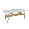 thumbnail image 2 of Contemporary Home Living 43" White and Beige Rectangular Italian Carrara Marble Coffee Table with, 2 of 9