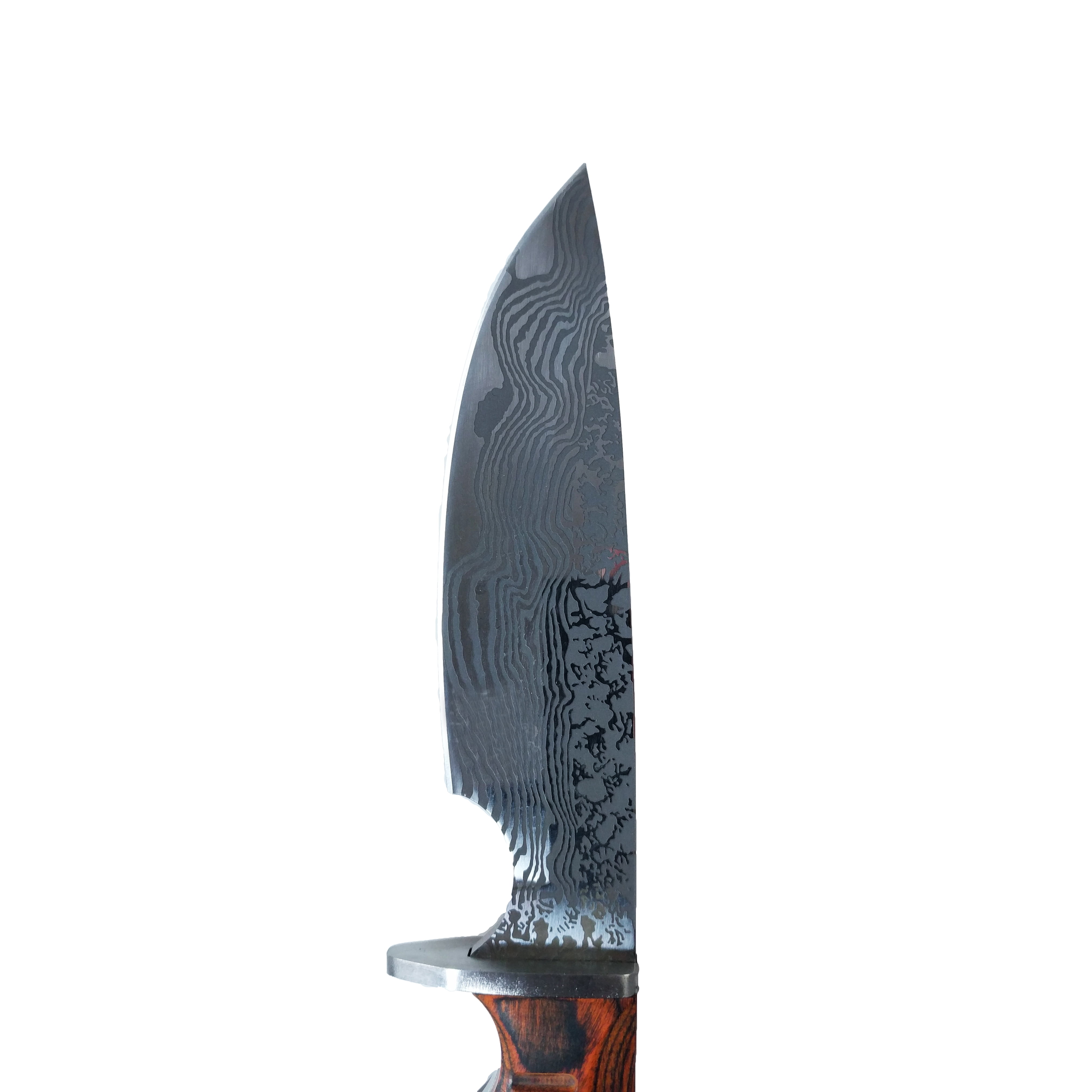 ASR Outdoor 10 Inch Full Tang Hunting Knife Wooden Handle Damascus Etched Design