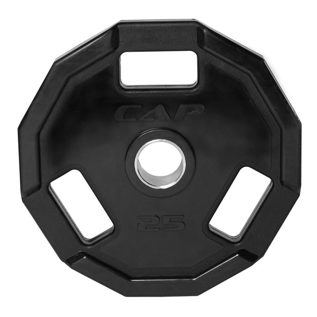 Disco de pesas CAP Barbell de 25 lb con agarre y recubrimiento de goma para barra olímpica