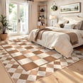 thumbnail image 2 of Easy Jute Rug 9x12 Living Room Rugs Machine Washable Indoor Outdoor Accent Rug with Non-Slip Backing, Modern Checkered Low Pile Floor Mats for Patio, Bedroom, Dining Room, Brown, 2 of 8