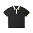 thumbnail image 3 of HUANBAI Men's Lapel Short Sleeved T Shirt Loose Drop Shoulder Paragraph Collision Collar Shirt Casual Collision Tops, 3 of 3