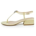 thumbnail image 3 of XYD Women Block Low Heel Thong Sandals Round Open Toe Crystals Ankle Strap Buckled Dress Party Shoes Size 6.5 Sorbet Yellow, 3 of 4