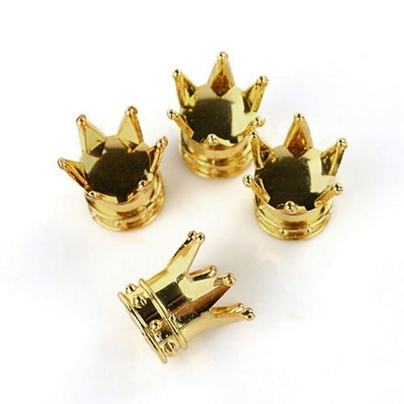 Walbest 4 Pack Tire Air Valve Caps, Universal Golden Crown Auto Car Truck Bike Tire Air Valve Stem Caps Wheel Rims