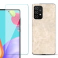 thumbnail image 1 of Slim-Fit Flexible Gel TPU Phone Case compatible with Samsung Galaxy A52 5G, with Tempered Glass Screen Protector, by OneToughShield ® - Marble / Latte, 1 of 2
