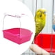 thumbnail image 5 of Caja de baño para pájaros, ligera, fácil de limpiar, con ganchos para loros enjaulados. Rosa, 5 of 8