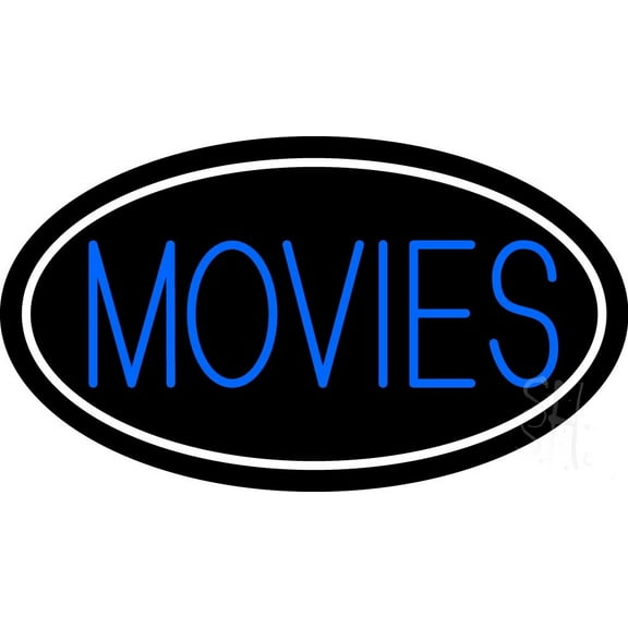 Movies With Border LED Neon Sign 13 x 24 - inches Black Square Cut Acrylic Backing, with Dimmer - Premium built indoor Sign for Storefront, Store interior, Café, Events, Cinema.