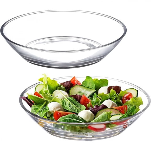 CLEANCOOL 7.5 Inch Small Glass Pasta Bowl 2 Pack, 20oz Glass Plate Bowls for Soup, Salad and Dessert, Microwave,Oven and Dishwasher Safe