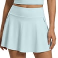 thumbnail image 2 of FASHOFT Tennis Skirt For Women Plain Colored Short Sports Skirt With Functional Pockets Anti Chafing For Tennis Running And Gym Wear Womens Athletic Skirts Light Blue, 2 of 7