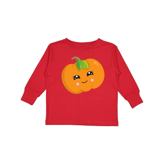 Inktastic Smiling Pumpkin, Halloween, Orange Pumpkin Boys or Girls Long Sleeve Toddler T-Shirt