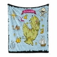 thumbnail image 1 of Island Map Soft Flannel Fleece Throw Blanket, Treasure Island Skull Nautical Design Pirate Theme Fictional Fish Kids Theme, Cozy Plush for Indoor and Outdoor Use, 60" x 80", Multicolor, by Ambesonne, 1 of 6