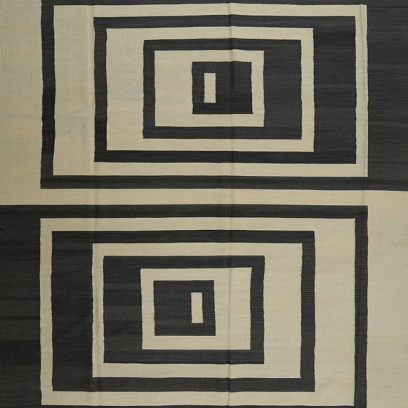 Ahgly Company Indoor Square Contemporary Light French Beige Brown Abstract Area Rugs, 6' Square
