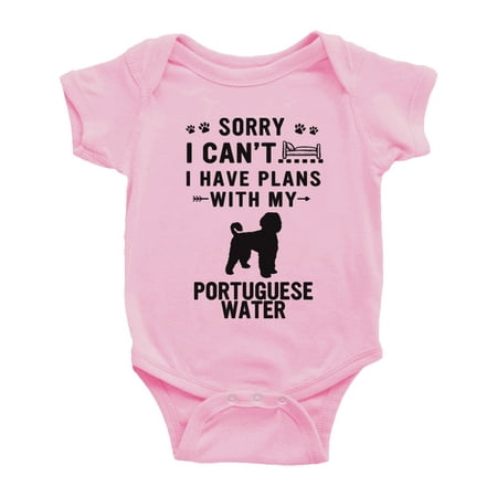 

Sorry I Can t I Have Plans With My Portuguese Water Love Pet Dog Cute Baby Bodysuit (Pink 12-18 Months)
