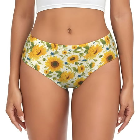 Womens Underwear - Beautiful Countryside Sunflower No Show Seamless Underwear for Women  Soft Comfort Stretch Women s Panties  Hipster Ladies Panties Bikini Underwear Briefs