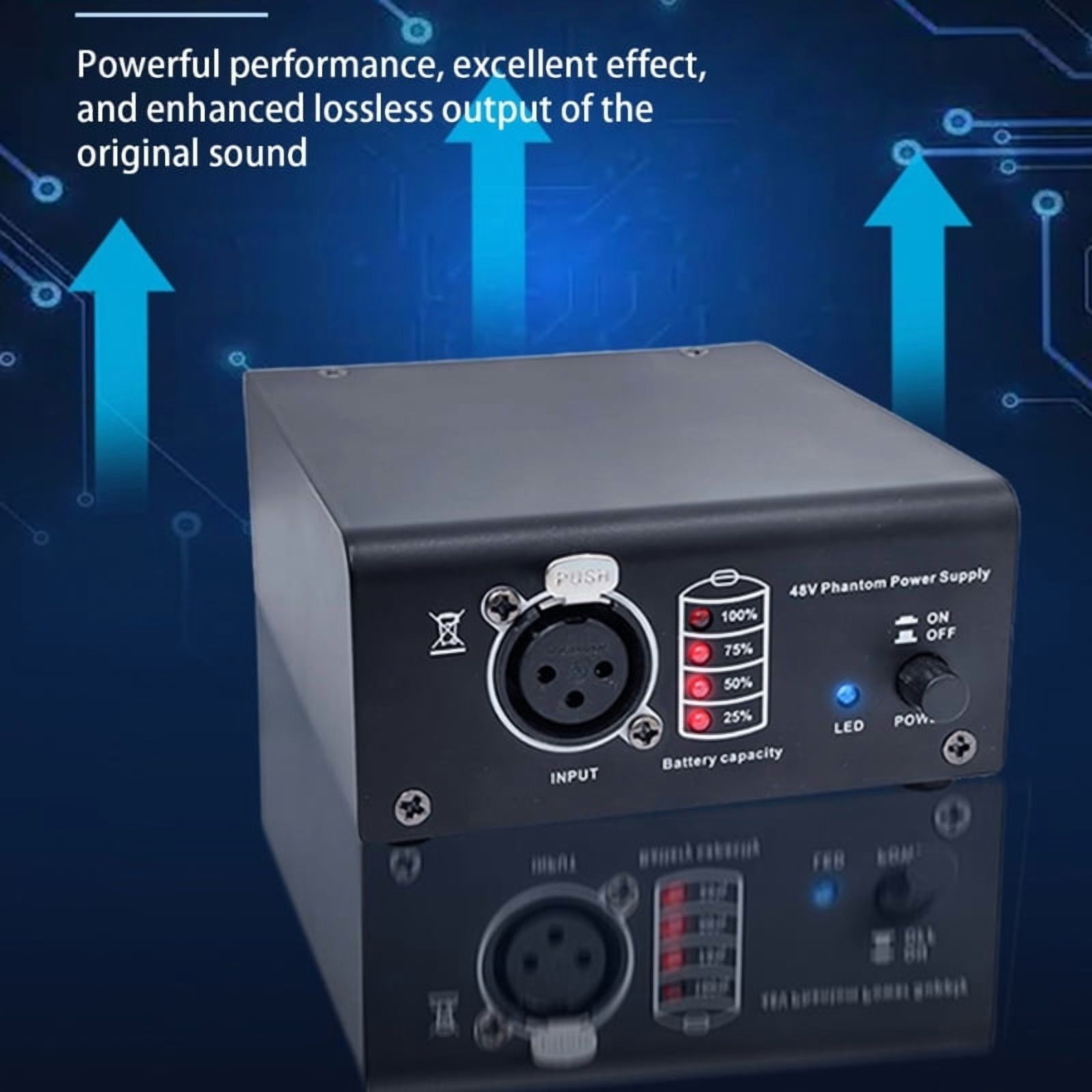 Powerful 48V Power Supply with 2M 3Pin Cable for Condenser Microphones Durability Portables