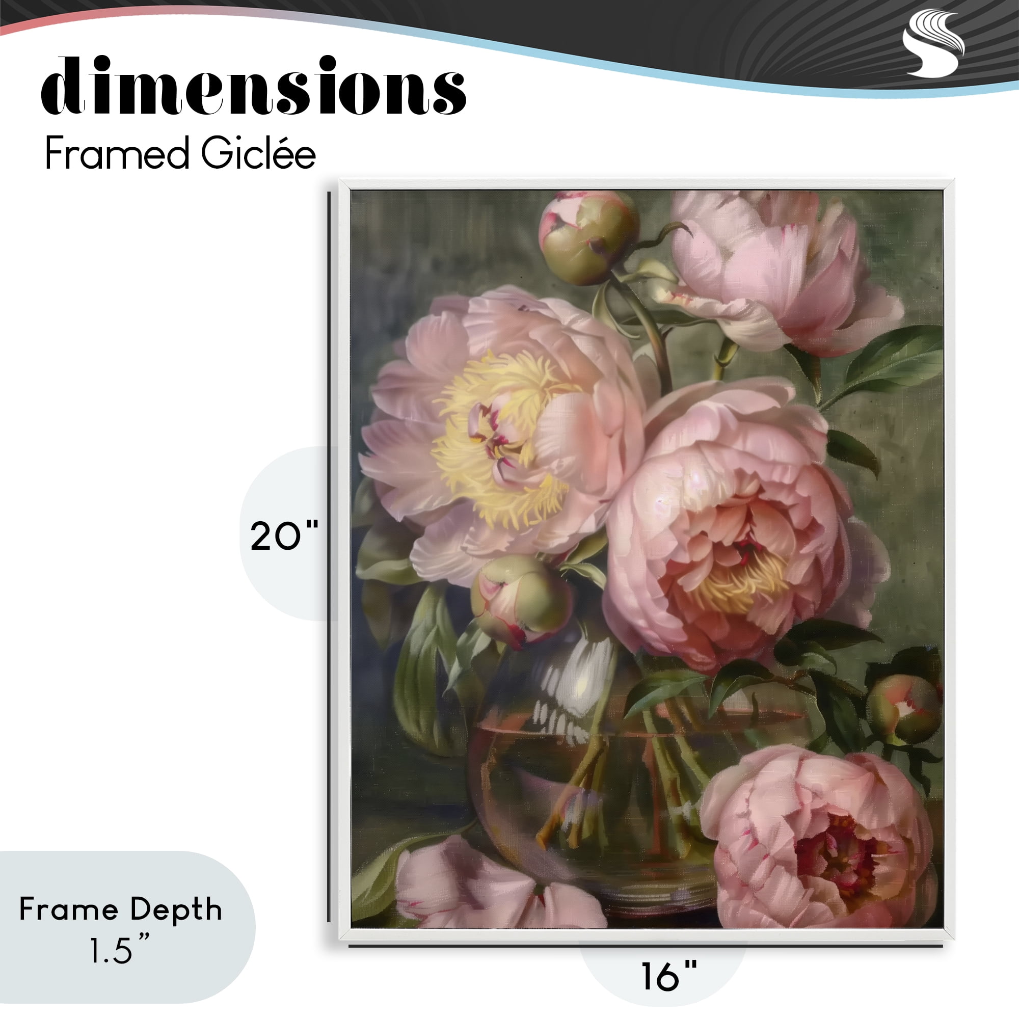 Stupell Industries Pink Peonies in Glass Vase White Framed Giclee Art, design by LSR Design Studio