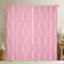 Manfei Cartoon Cute Ribbon Black Out Curtains, Girly Pink Bowknot Curtains Pack of 2 (42x63 Each), Teens Boys Girls Kids Bedroom Curtains, Black Out Curtains Home Decor